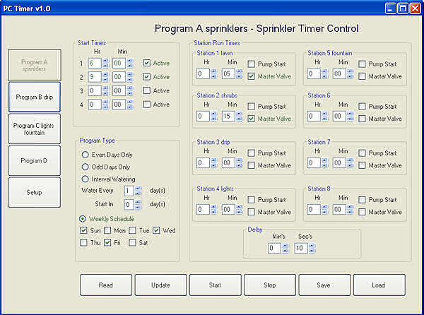 Sprinkler Timer Control Screen